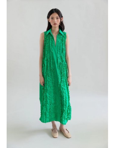 Vestido Tafetán Cintas Verde