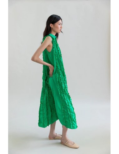 Vestido Tafetán Cintas Verde
