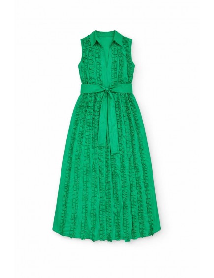 Vestido Tafetán Cintas Verde 2