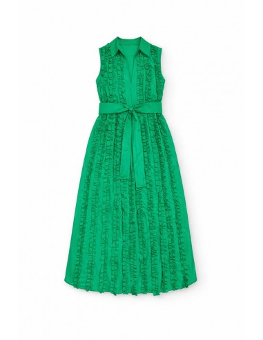 Vestido Tafetán Cintas Verde