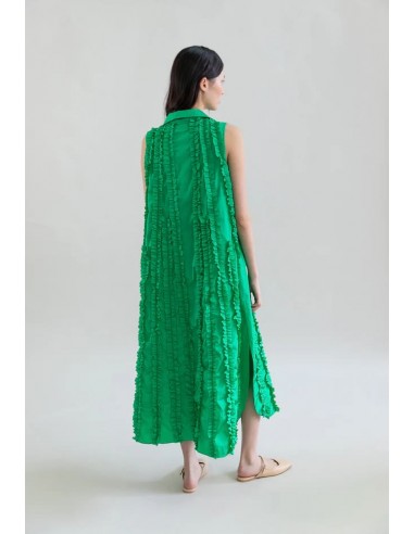 Vestido Tafetán Cintas Verde
