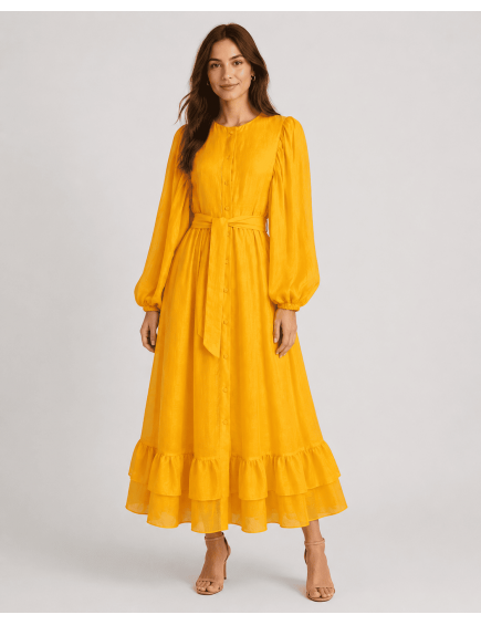 Vestido Manga Abullonada Mango