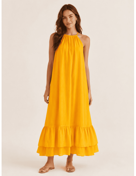 Vestido Halter Volantes Mango
