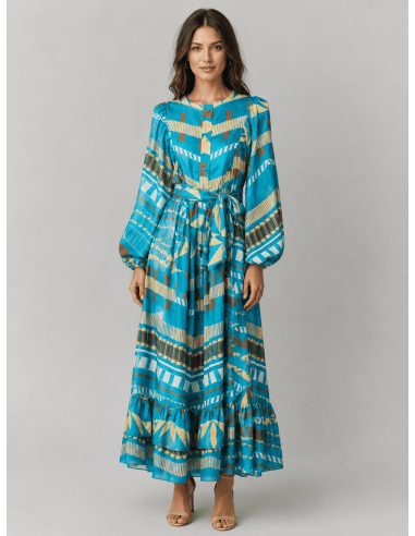 Vestido Abullonado Turquesa