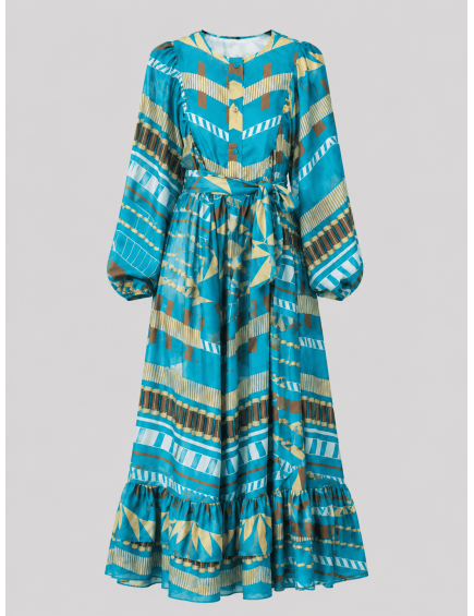 Vestido Abullonado Turquesa 2