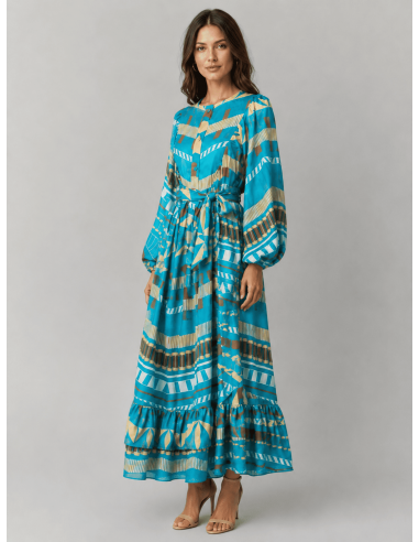Vestido Abullonado Turquesa