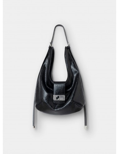 Bolso Media Luna Negro Brillo