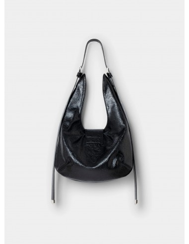 Bolso Media Luna Negro Brillo