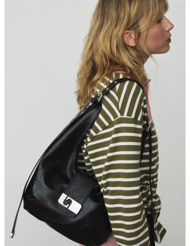 Bolso Media Luna Negro Brillo