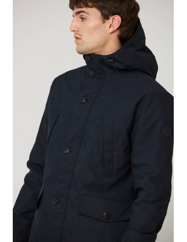 Parka 4 Bolsillos Capucha Azul Marino