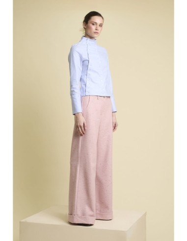 Camisa Ara cuello alto botones laterales