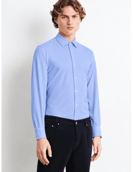 Camisa Oxford Jacquard Azul...