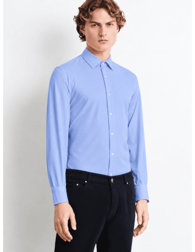 Camisa Oxford Jacquard Azul Cielo