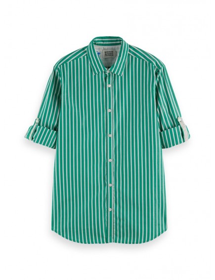 Camisa Algodón Rayas Verde