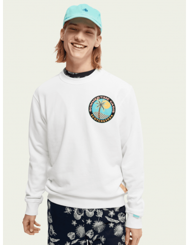 Sudadera Algodón Blanca Logo Palmeras
