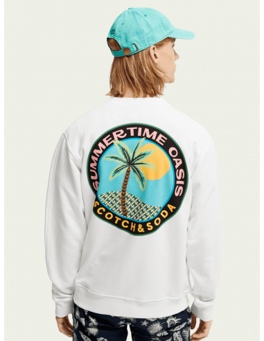 Sudadera Algodón Blanca Logo Palmeras