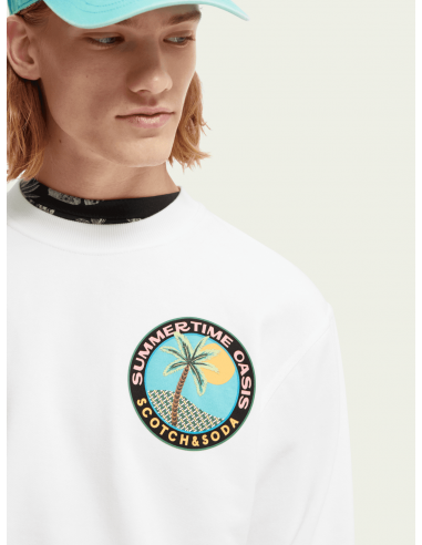 Sudadera Algodón Blanca Logo Palmeras